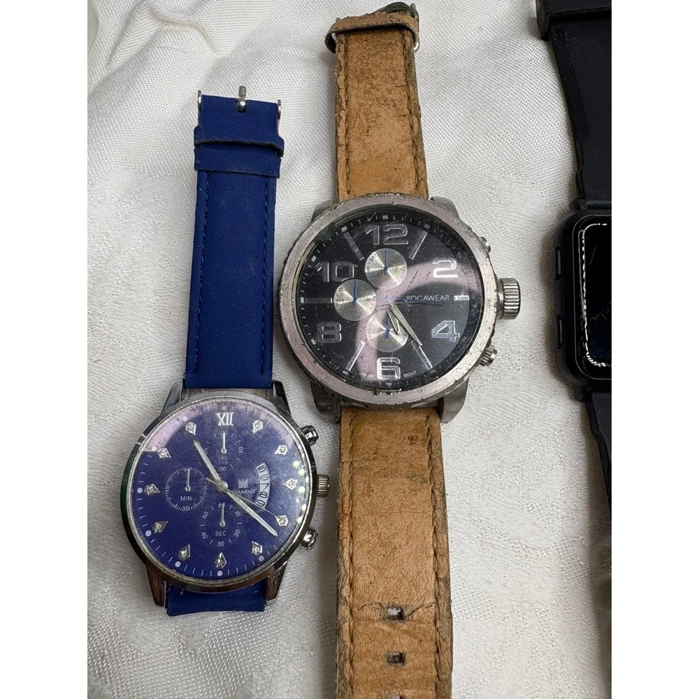 Chronograph Black Dial Brown Leather Strap Watch bundle
